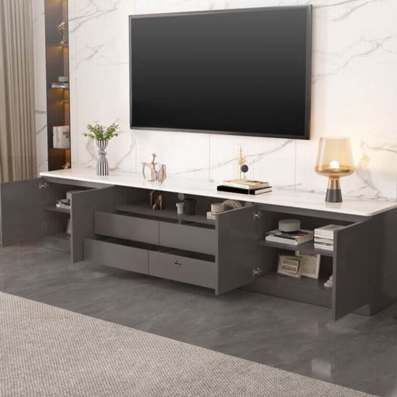 Sleek Vitreous Rectangular TV Stand with Door - image 6