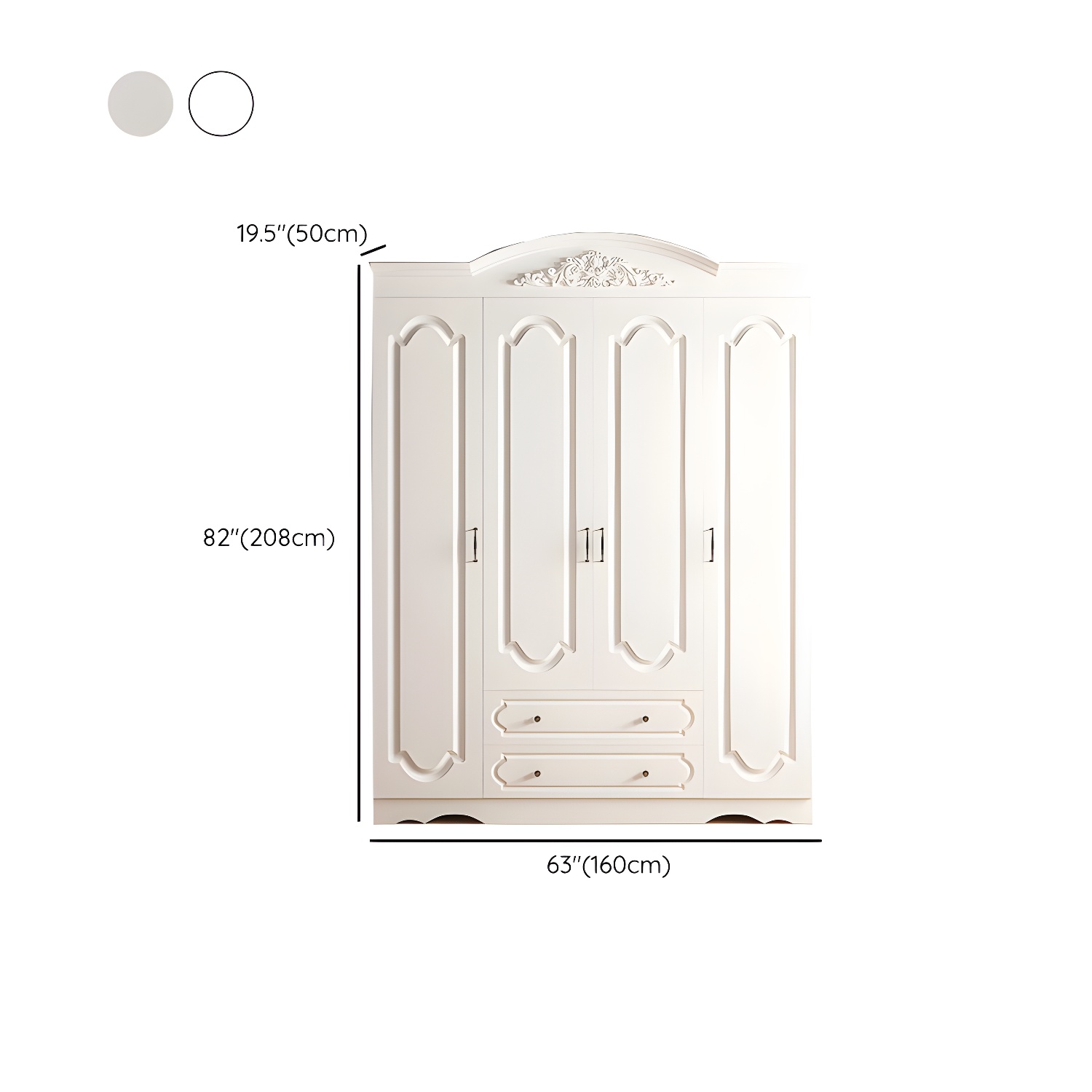 Engineered Wood Armoire Glam White Wardrobe Cabinet with 2 Drawers - image 11