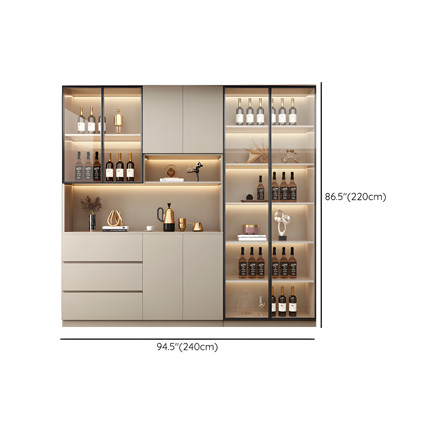 Contemporary Champagne Engineered Wood Shelves Included Sideboard with Doors - image 22