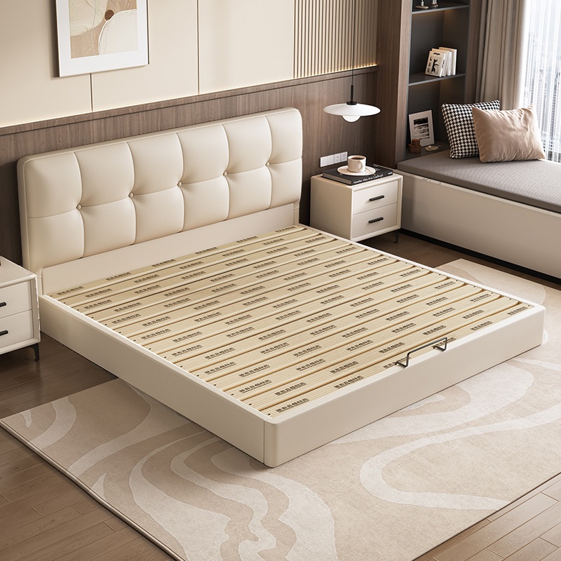 Solid Color Stitch-tufted Panel Bed with Panel Headboard and Sponge Upholstery - image 3