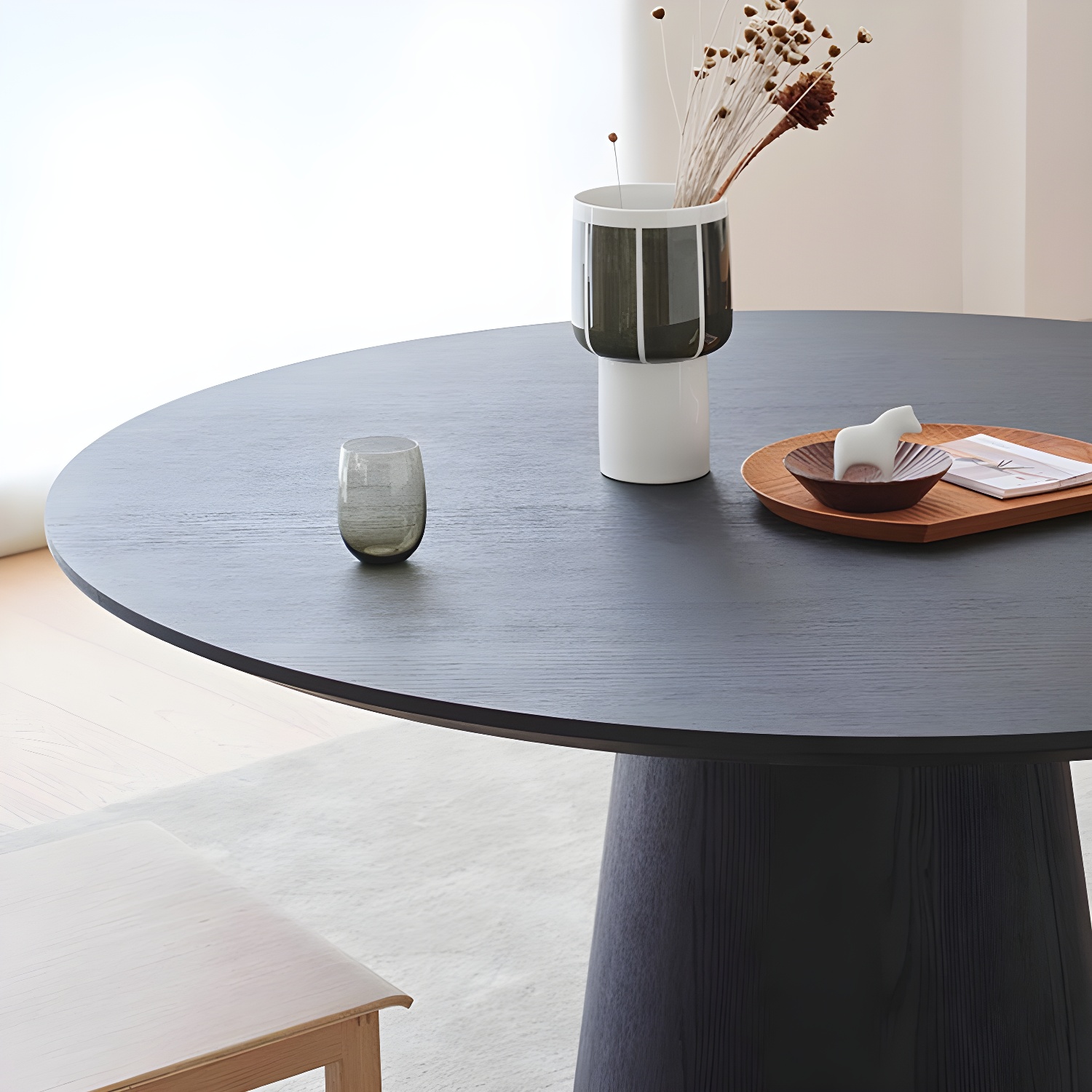 Contemporary Round Dinette Table Solid Wood Pedestal Dining Table - image 6