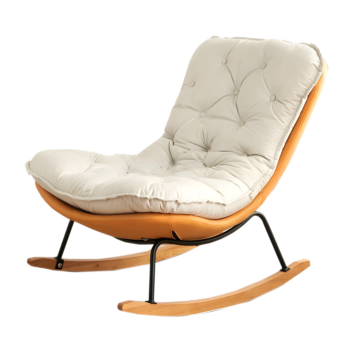 Stylish Modern Metal Rocking Chair with Tufted Upholstery and Stain-Resistant, Removable Cushions - image 7