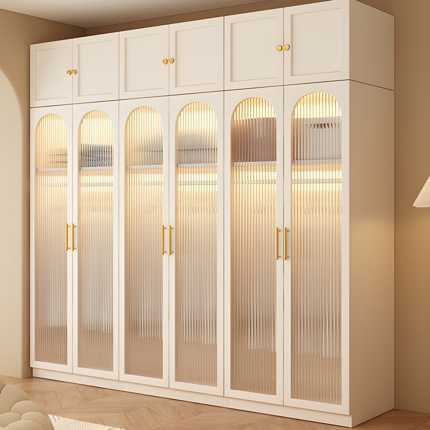 Modern White Wardrobe Armoire with Clothing Rod and Reserve Installation Holes - image 3