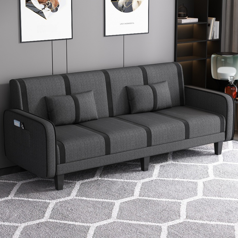 Trendy Solid Color Stain Resistant Standard Sofa/Loveseat in Dark Gray/Cerulean/Light Brown with Arm, Seats 3/2 People, and 2 Pillows - image 4