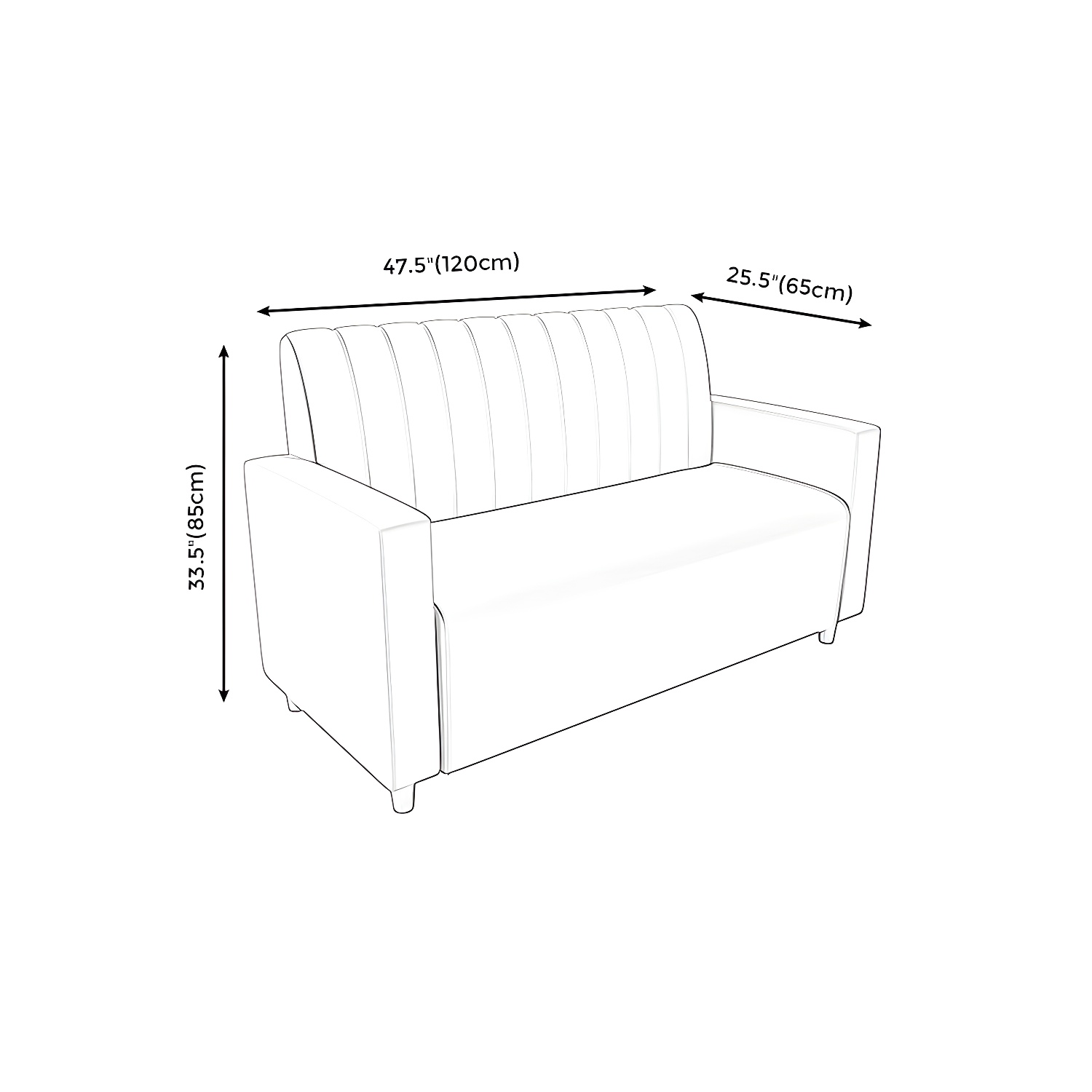 47.27"D x 25.59"W x 33.46"H Contemporary Glam 2-seat Sofa for Restaurant - image 17