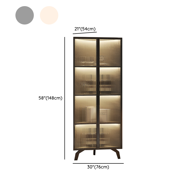 Modern Corner Glass Door Accent Cabinet with Black Metal Base - image 20