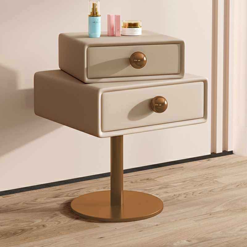 Modern Faux Leather Drawer Storage Nightstand in Narrow for Bedroom - image 3