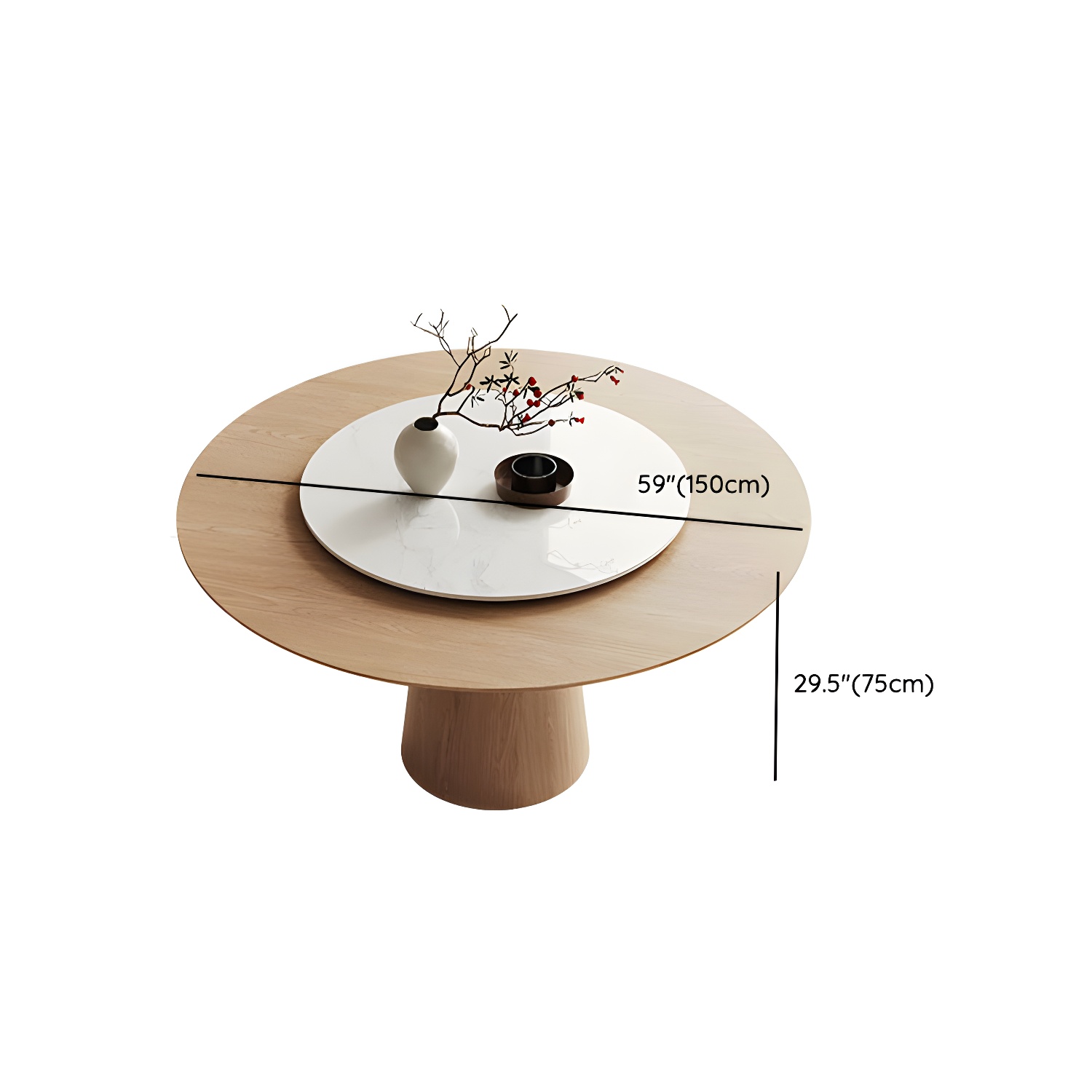 Solid Wood Round Top Dining Table Set with Cushioned Chair for Home - image 16