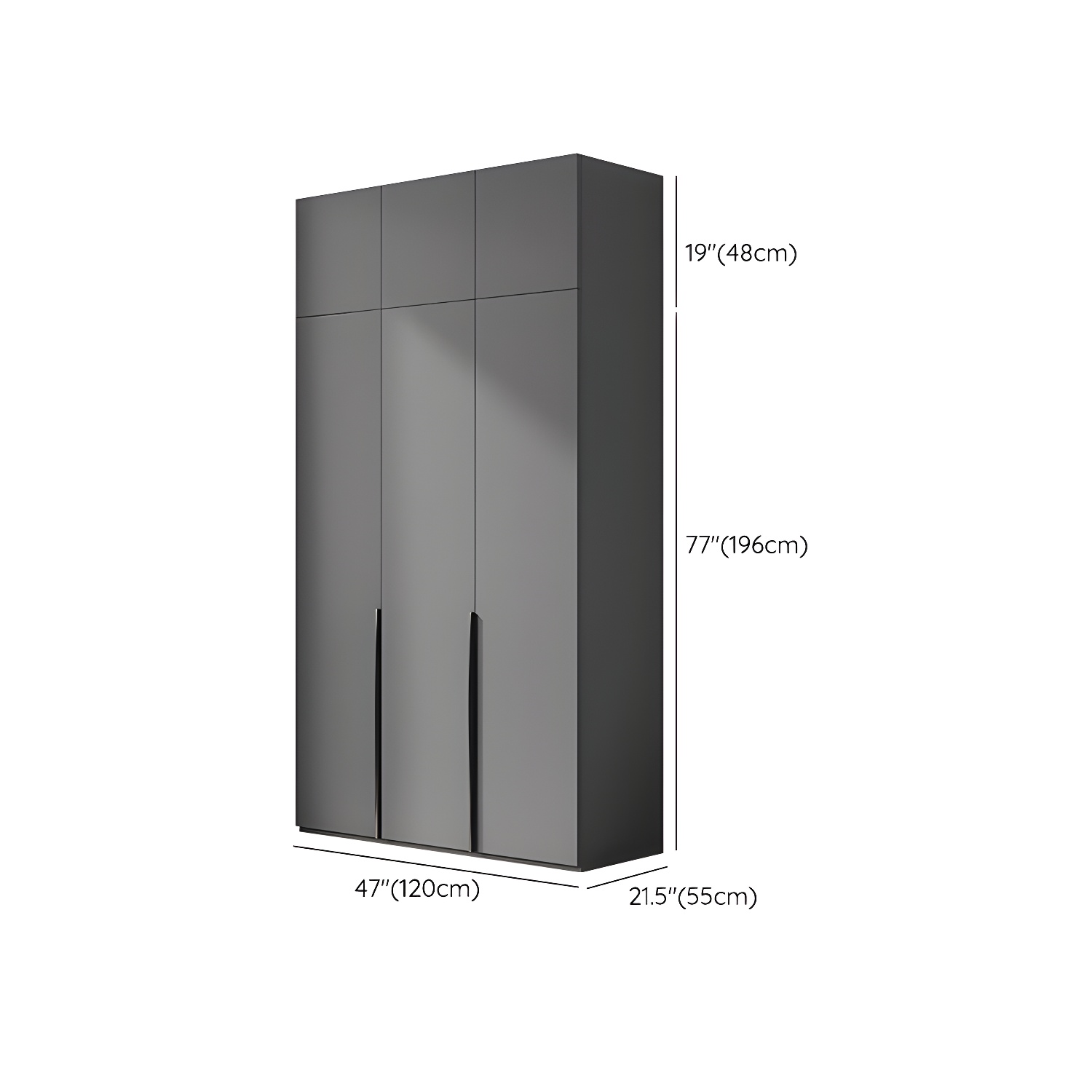 Contemporary Grey Storage Cabinet with Garment Rod Hinged Door Cabinet for Bedroom - image 25