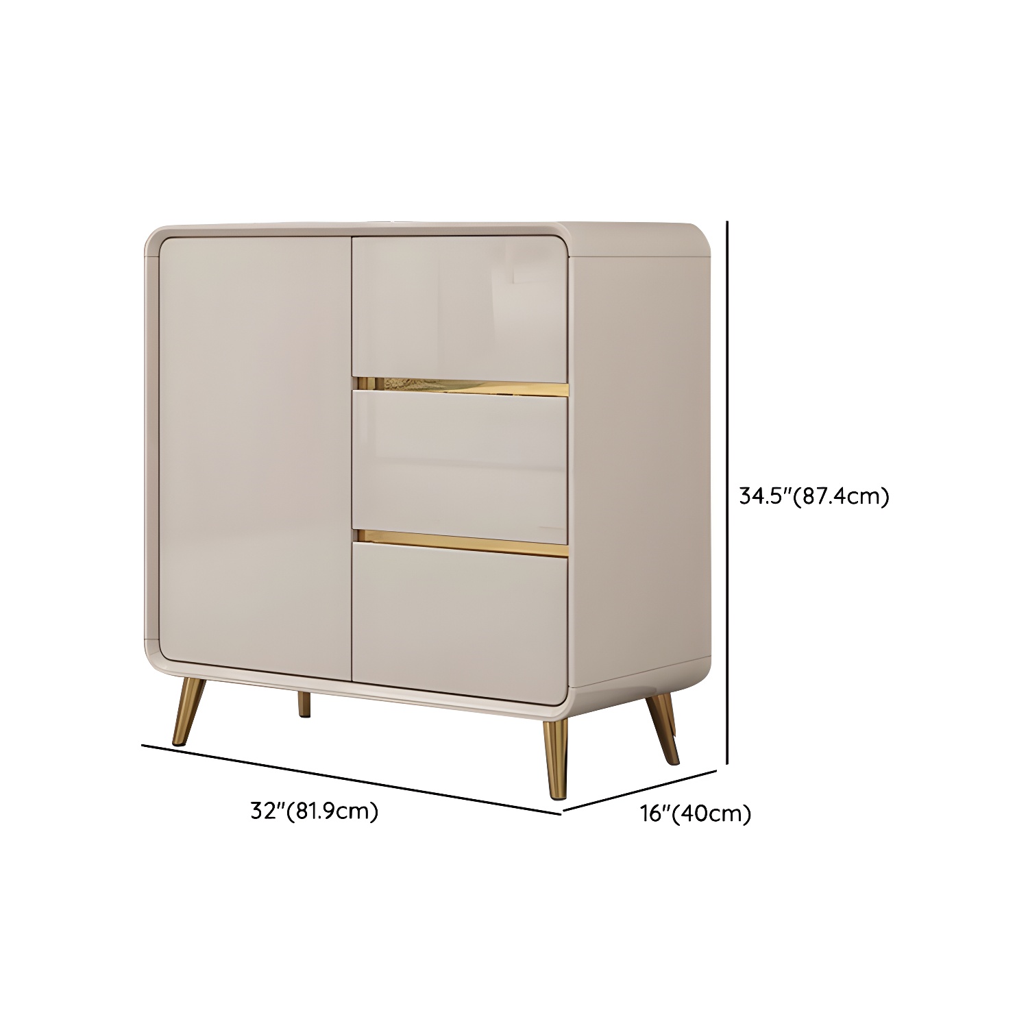 White Glam Sideboard Credenza with Adjustable Shelving and 3 Drawers - image 17