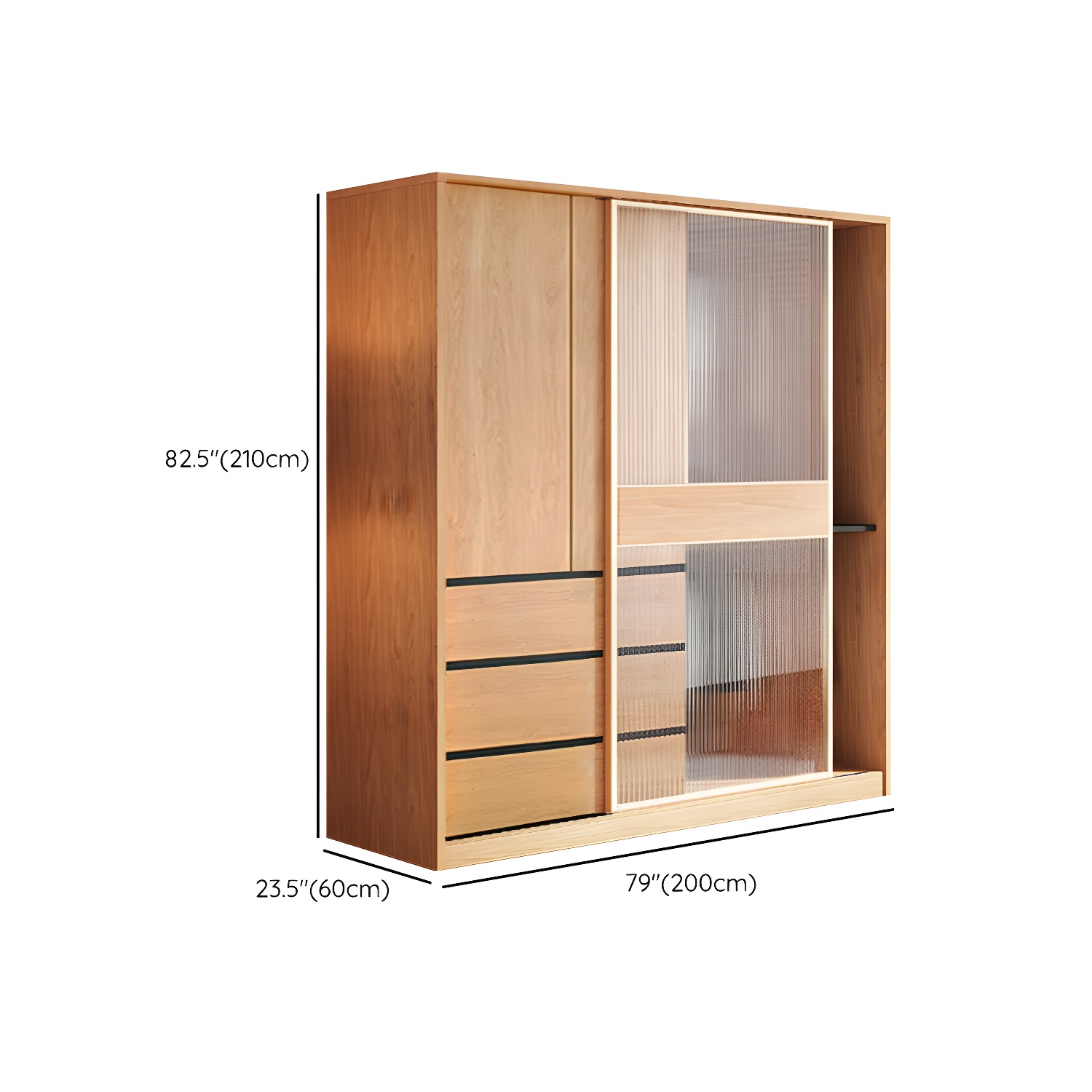 Engineered Wood Wardrobe Armoire with Drawer Modern Wardrobe Closet - image 16