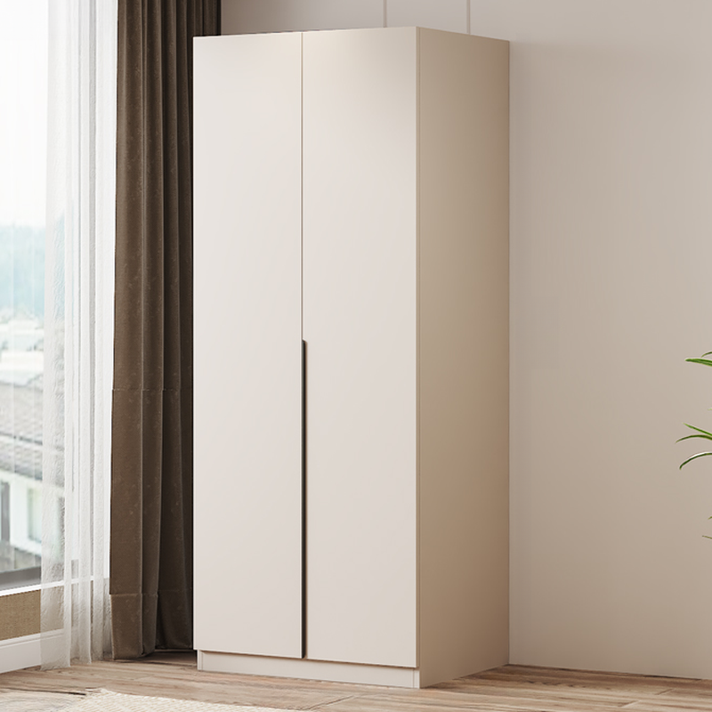 Minimalist Manufactured Wood Independent Wardrobe Closet with Soft Close Door, Interior Shelves, and Clothing Rod