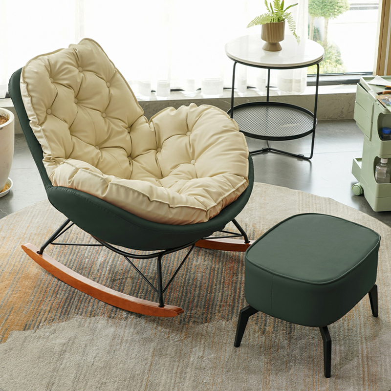 Ergonomic and Stationary Solid Wood Maternity Rocking Chair with Back and Flared Arm - image 13