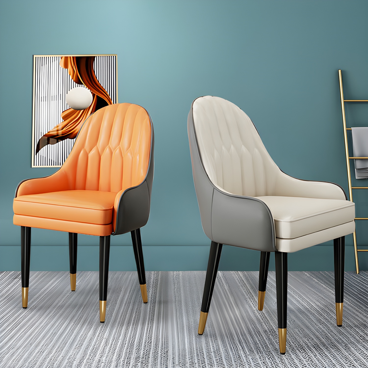 Glam Arm Chair with Upholstered Faux Leather, Solid Back, and Metal Legs - image 26