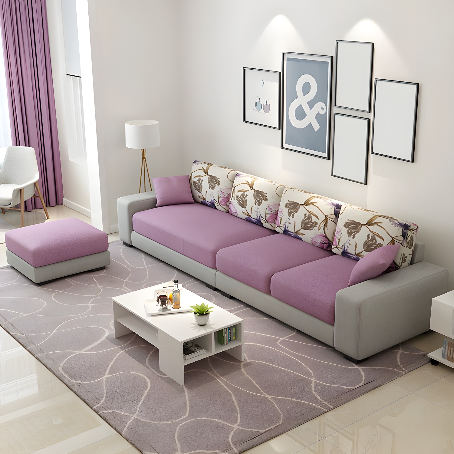 Scandinavian Wood Frame Straight Sofa with Cushion Back and Slipcover in 3 Piece Set - image 13