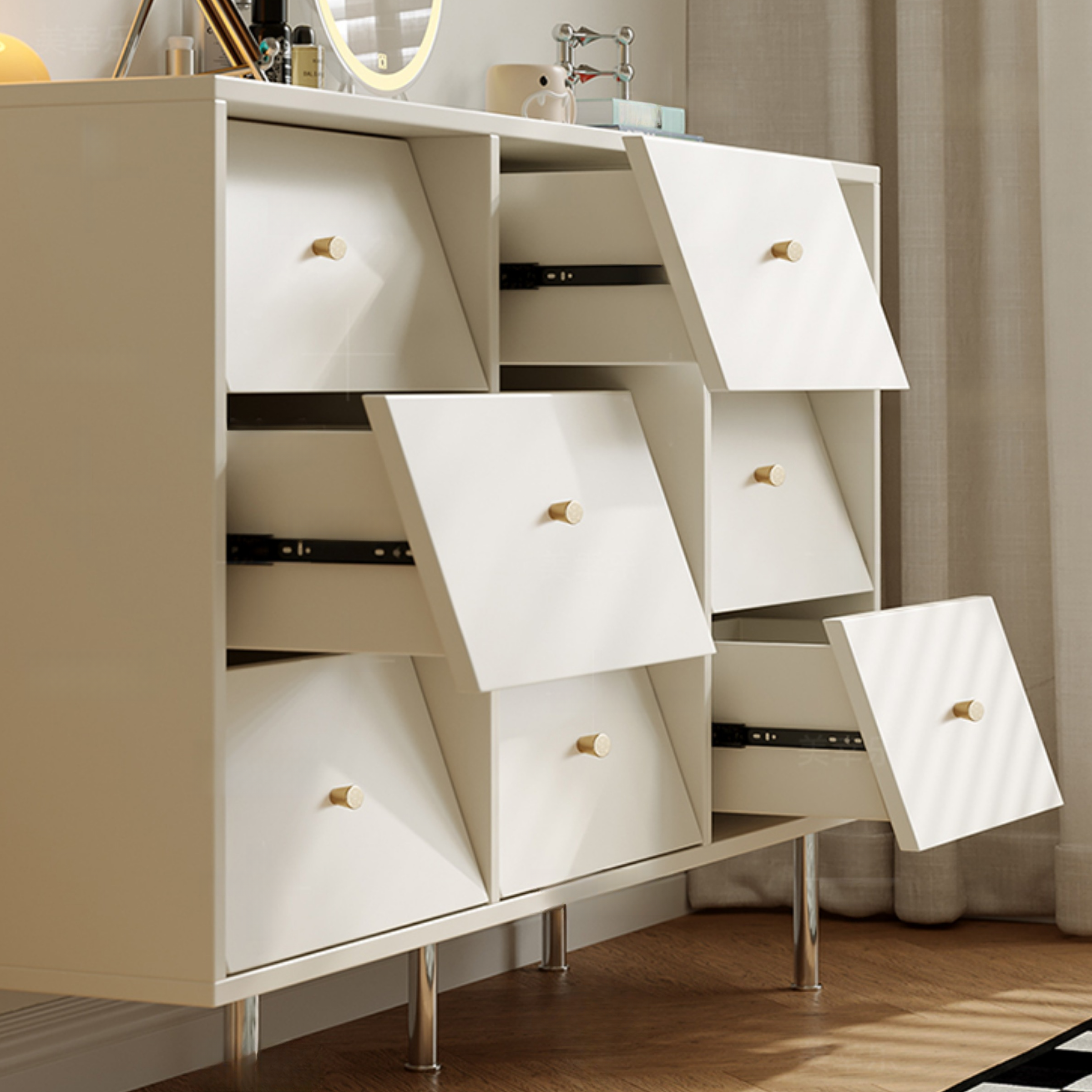 Casual Composite Wood Console Dresser with 6/9 Drawers in Vertical/Horizontal Orientation - image 6