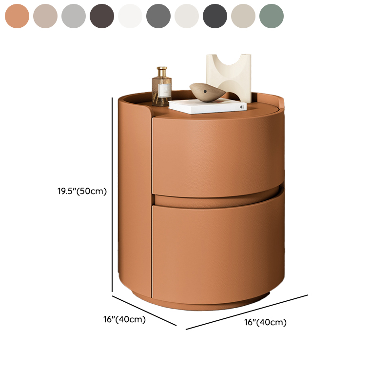 Modern Simple Style Vinyl Leather Nightstand With Drawer Storage, 2 Drawers - image 30