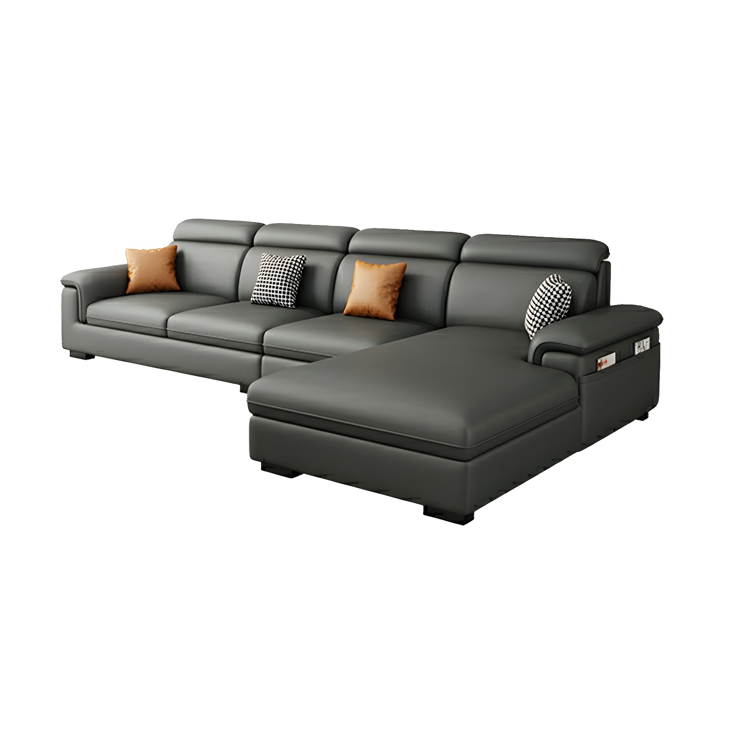 Modern Gray Stationary Sectional Sofa with Pillow Top Arm and Storage - image 9