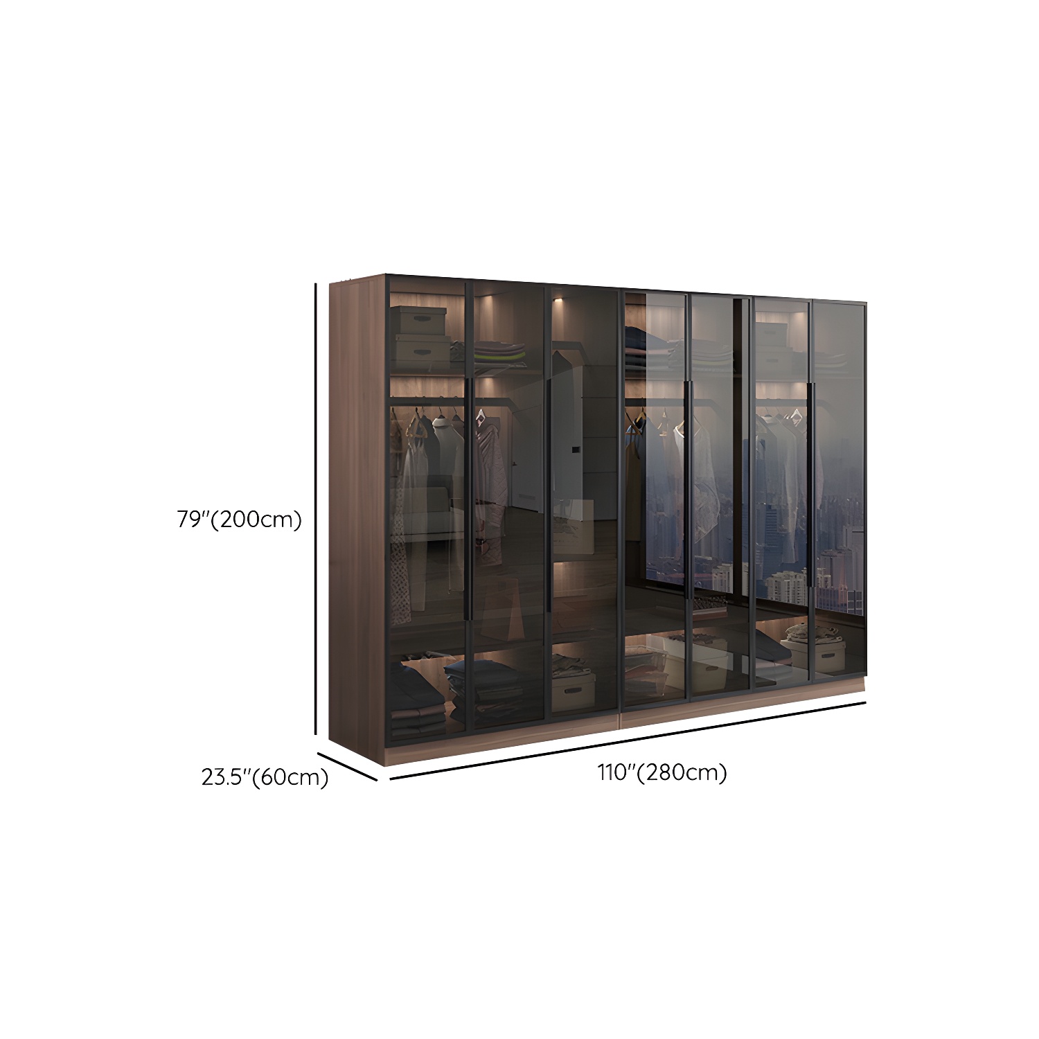 Engineered Wood Armoire Modern Brown Wardrobe Closet with Garment Rod - image 14
