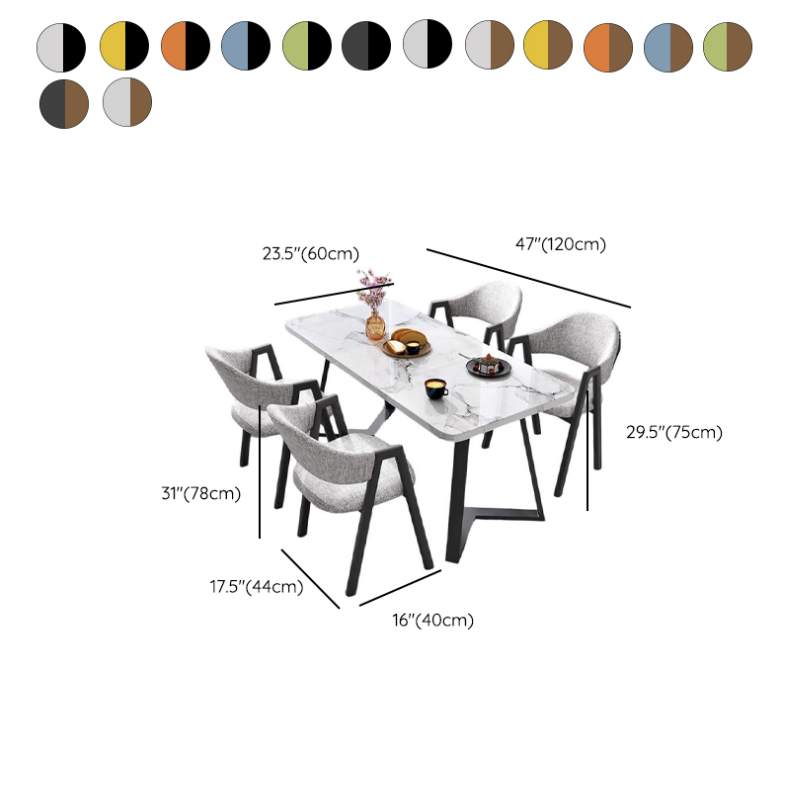 Dining Table Set with Sleighing Recycled Wood Fixed Table and Padded Chair with Back and Armrest, 5-piece - image 15