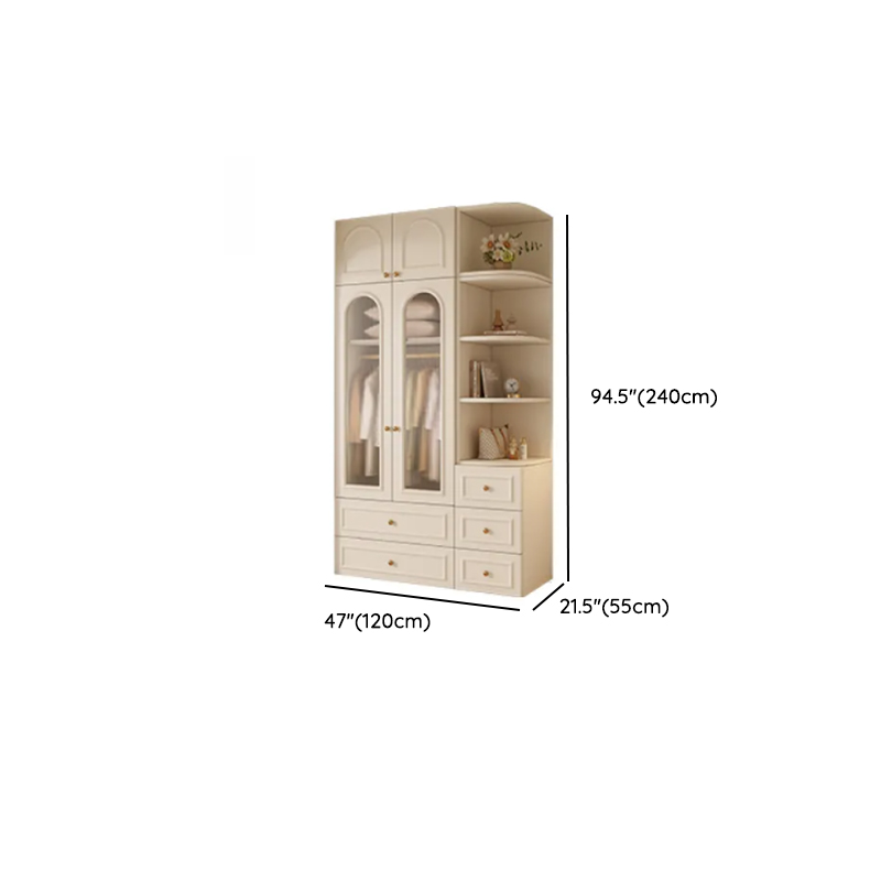 Chalk Modish Natural Wood Wardrobe Closet with Soft Close Drawer, Soft Close Door, Interior Shelves, and Clothing Rod - image 13