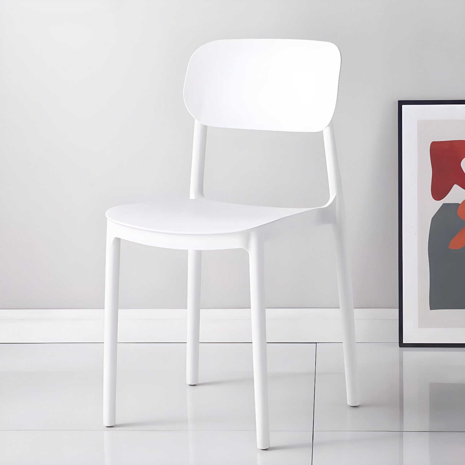 Stackable Scandinavian Style Side Chair with Low Back in Plastic & Acrylic - Armless - image 10