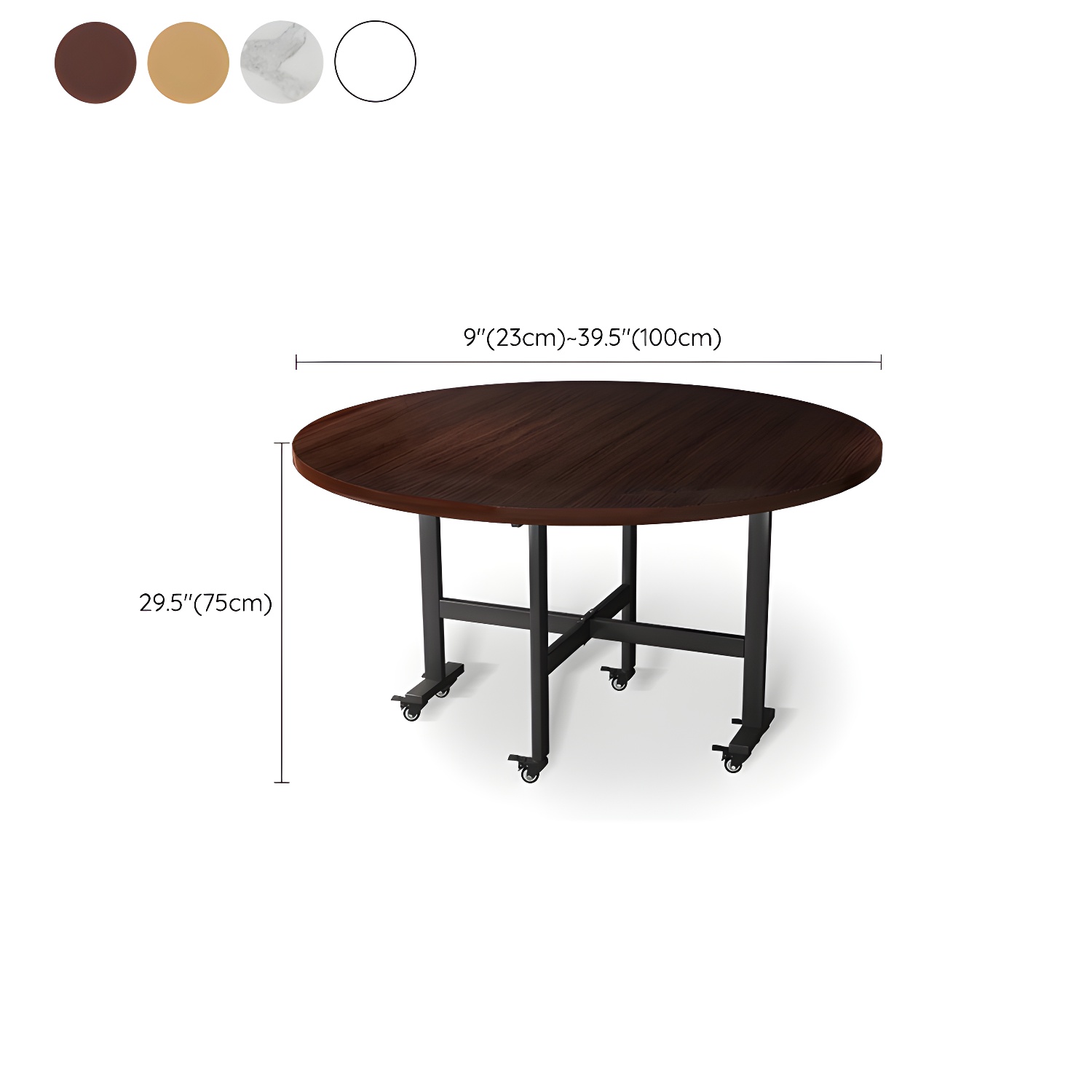 Modern Foldable Dining Table Round Wood Tabletop with Metal Legs - image 15