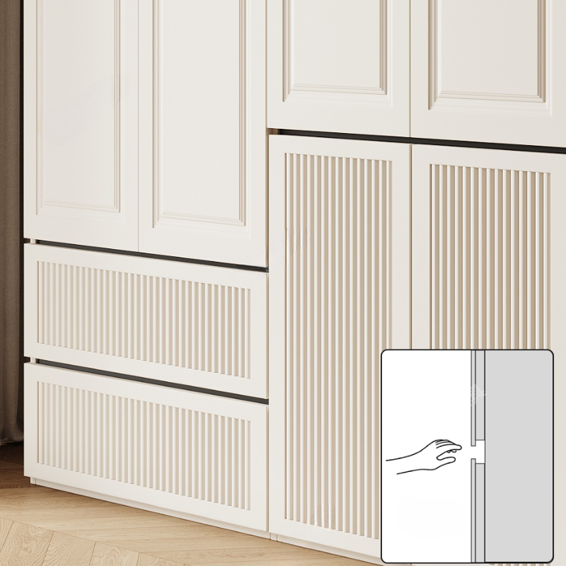 White Minimalist Pine Wood Wardrobe Closet with Soft Close Drawer, Soft Close Door, Interior Shelves, and Clothing Rod - image 6