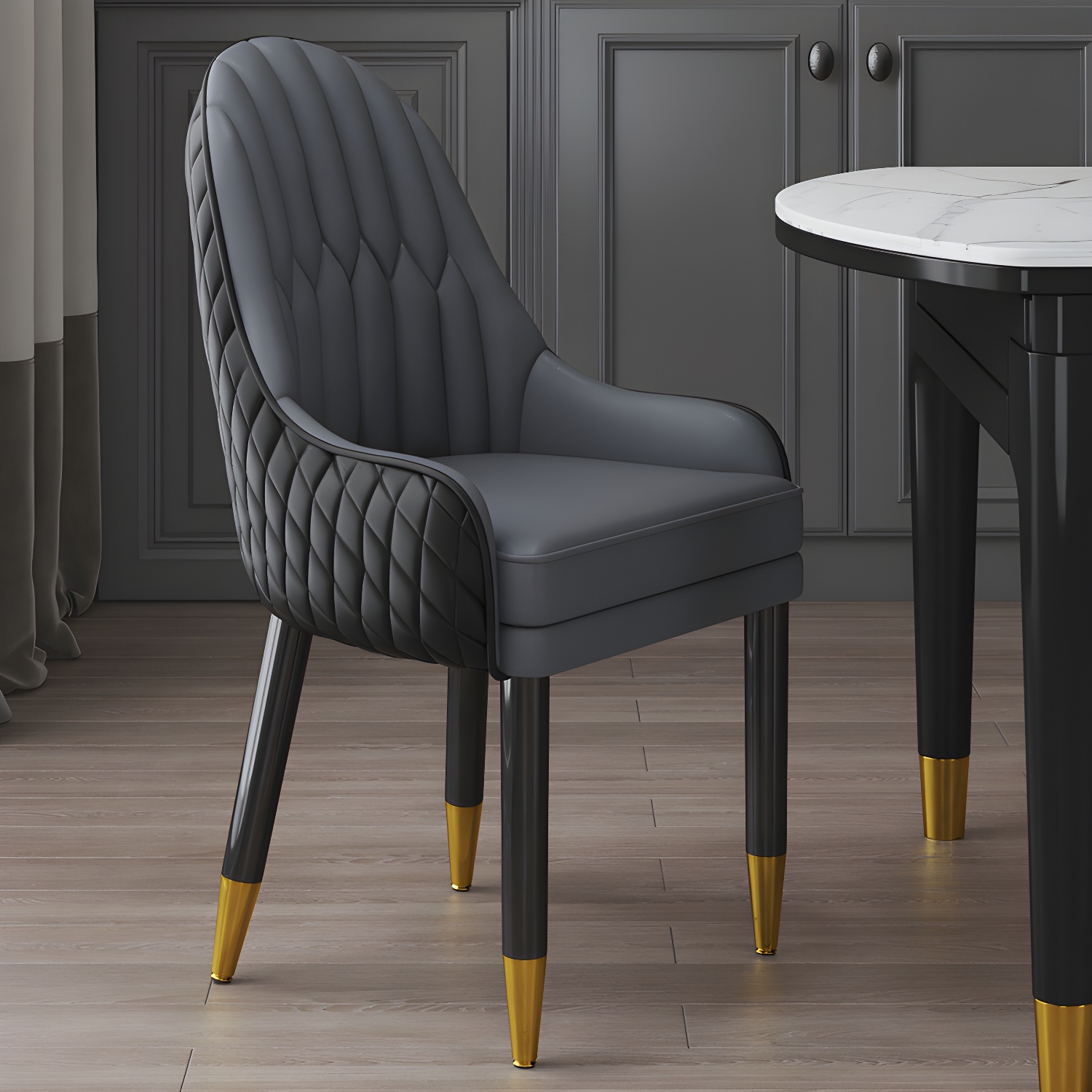 Scandinavian Indoor Arm Chair Upholstered Parsons Back Wood Dining Room Chair - image 2