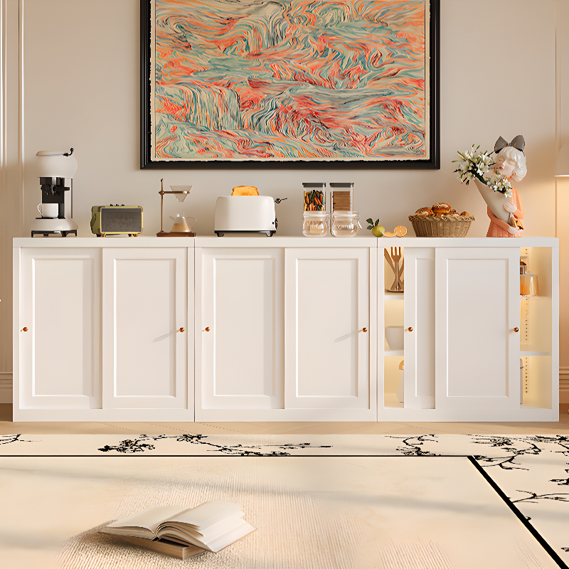 Simple Standard/Wide Sideboard with Metal Countertop, Pantry Hutch, Sliding Doors and Adaptable Shelf - image 8