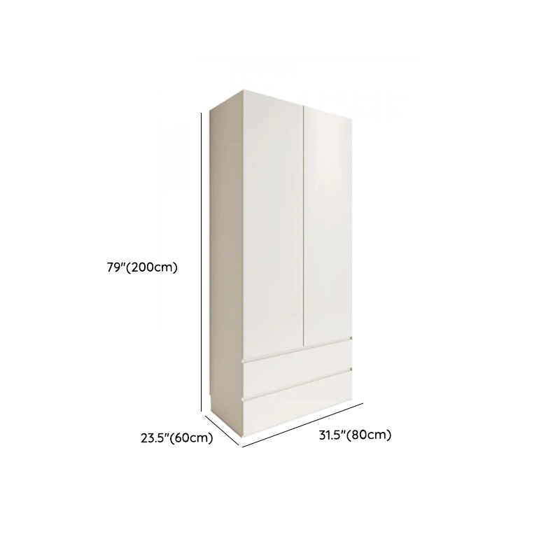 White Minimalist Manufactured Wood Independent Wardrobe Closet with Soft Close Drawer, Soft Close Door, and Interior Shelves - image 20
