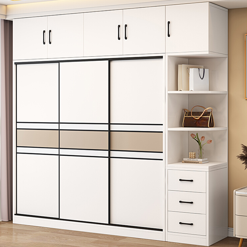 White Modish Manufactured Wood Independent Armoire Cabinet with Soft Close Drawer, Soft Close Door, and Interior Shelves
