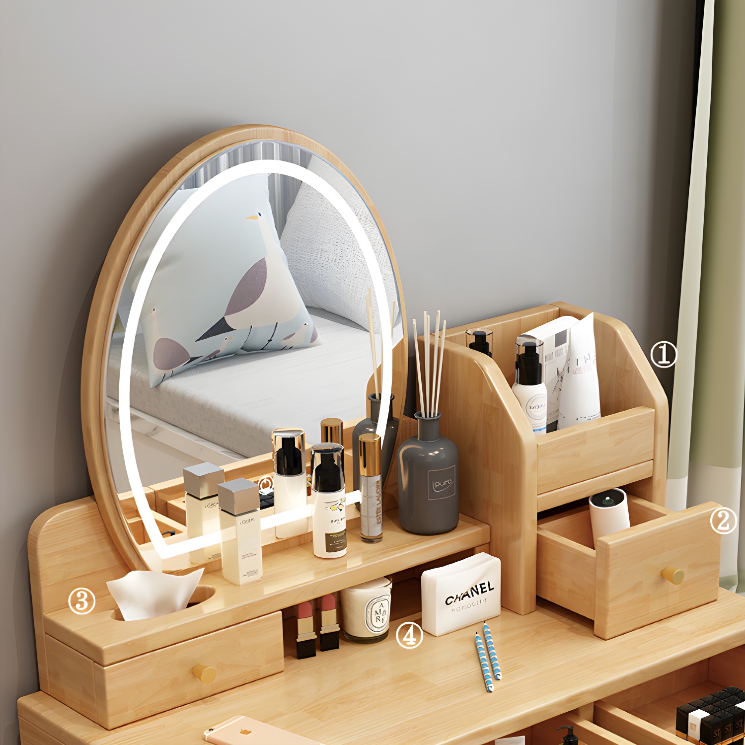 Traditions Dressing Table Bedroom Solid Wood with Drawer Mirror Make-up Vanity - image 12