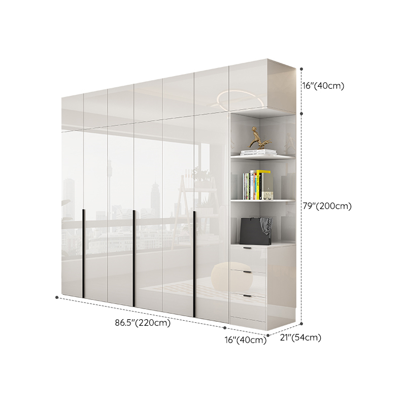 Solid Wood White Wardrobe Armoire with Drawers, Clothing Rod, and Shelves - image 35