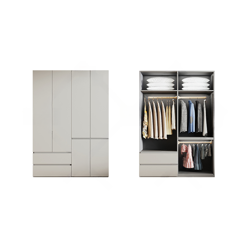 Cream Trendy Reclaimed Wood Wardrobe Armoire with Soft Close Drawer, Soft Close Door, Interior Shelves, and Clothing Rod - image 35