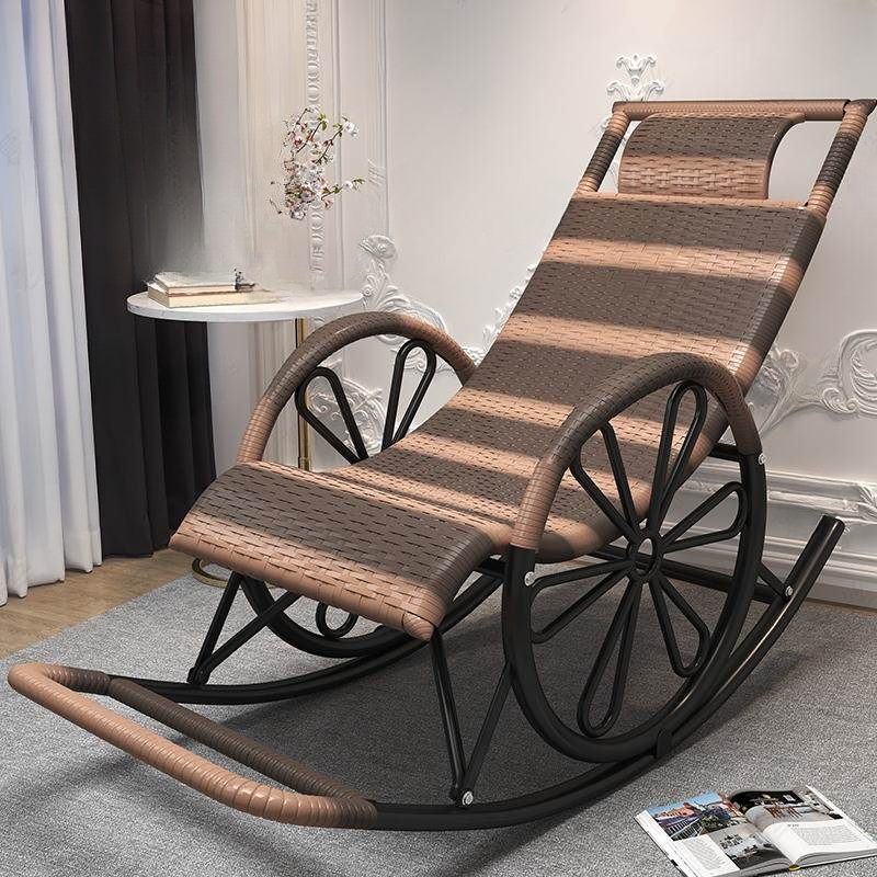 Craftsman Style Cane Rocking Seat with Round Arm