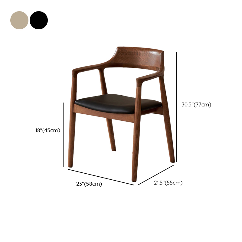 Scandinavian Timber Outlined Leatherette/Linen Firm Arm Chair with Exposed Back and Armrest - image 16