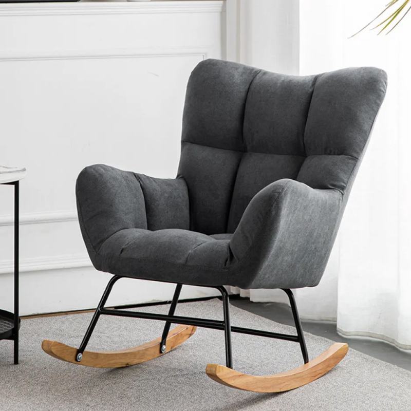 Midnight Black/Olive Green/Lemon Color Ergonomic Stationary Rocking Chair Couch with Rear & Round Arm - image 4