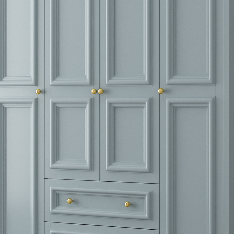Chalk/Light Blue Contemporary Lumber Cabinet Armoire with Soft Close Drawer and Door, Interior Shelves, and Hanging Rod