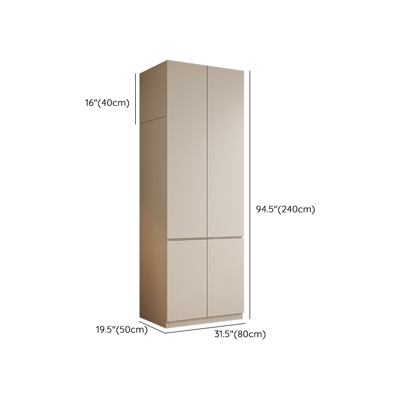 Beige Solid Wood Wardrobe Armoire with Clothing Rod & Shelves - image 19