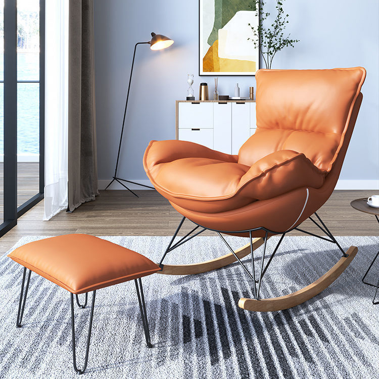 Modern Water Proof Cerulean/Dove Grey/Olive Green Upholstered Living Room Rocking Chair with Upholstered Footstool - image 10
