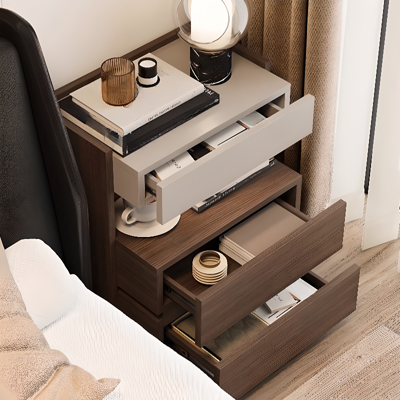 Organic Modern Nightstand With Drawer Organization Featuring 2 Shelves and Particle Board Wood Countertop - image 6