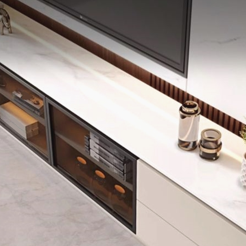 2-Cabinet & 4 Drawers Trendy Sintered Stone TV Stand with Shelf & Cable Management - image 6
