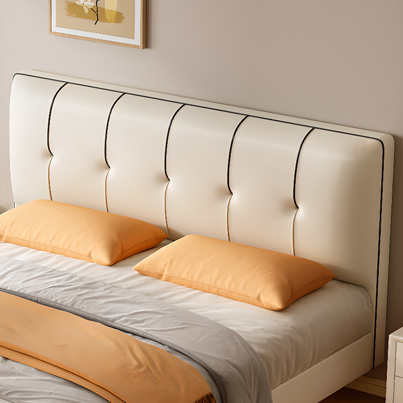 Cream Solid Color Adaptable Height Stitch-tufted Floating Bed for Bedroom - image 5