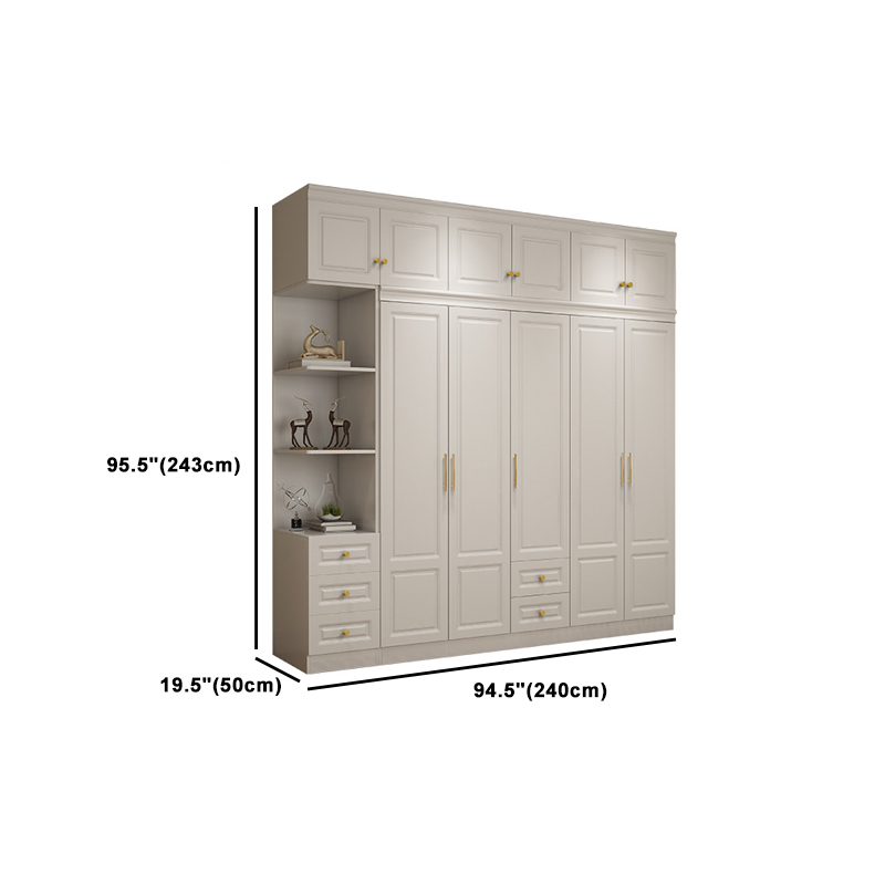 Art Deco Chalk Manufactured Wood Free Standing Interior Shelves Wardrobe with Soft Close Drawer and Hanging Rod - image 30