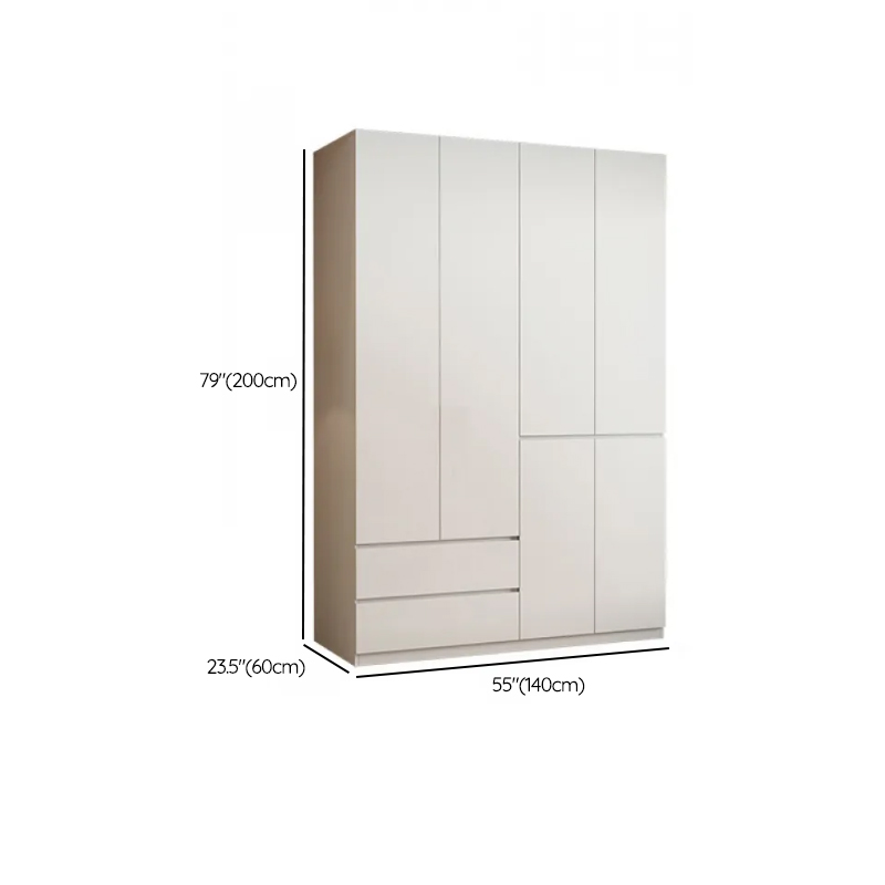 Sleek White Timber Contemporary Unattached Cabinet Armoire with 2 Drawers, Interior Shelves, and Hanging Rod - image 9