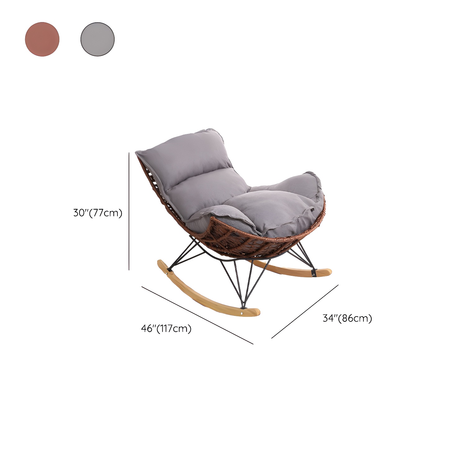 Stylish Wicker & Rattan Rocking Chair with Natural Wood Legs - Perfect for Modern Home Décor - image 18