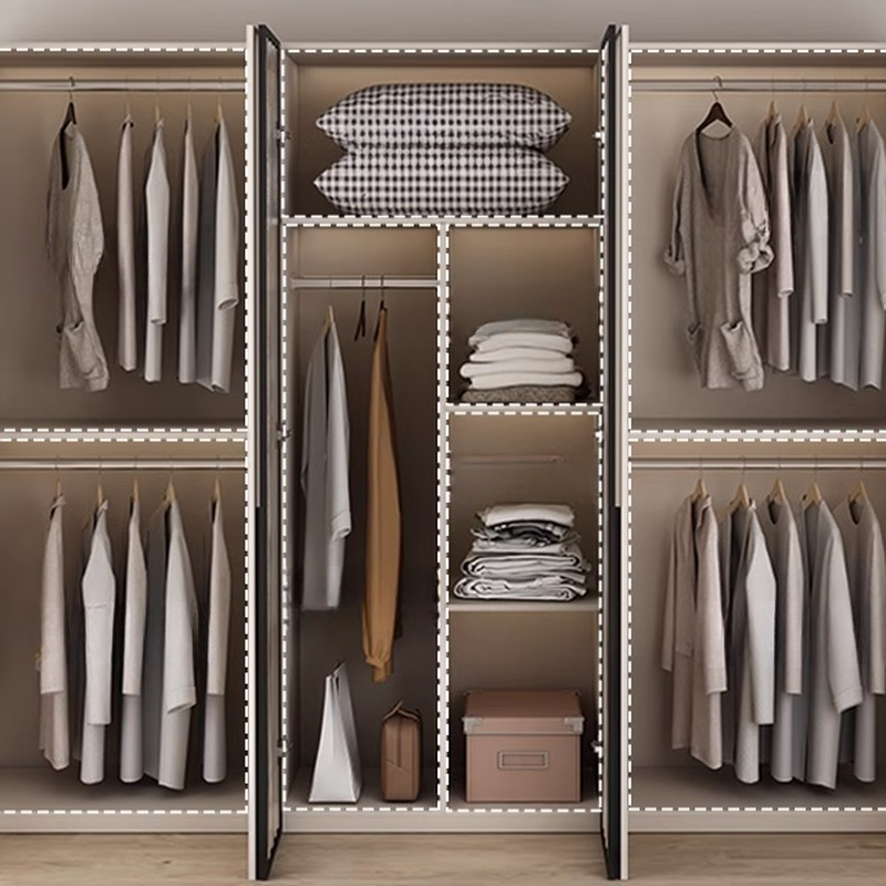 Chalk Modish Laminate Wardrobe Closet with Soft Close Door, Interior Shelves, and Clothing Rod - image 6