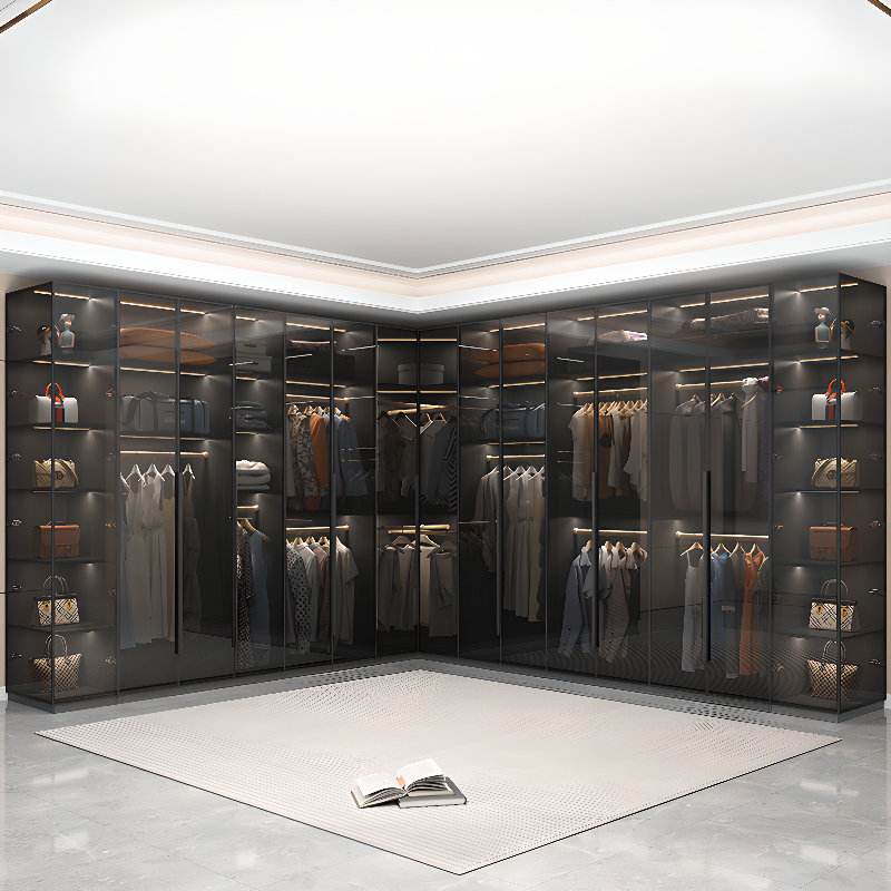 Midnight Black Unattached Lumber Armoire Cabinet with Soft Close Door, Interior Shelves, Clothing Rod and Soft Close Drawer