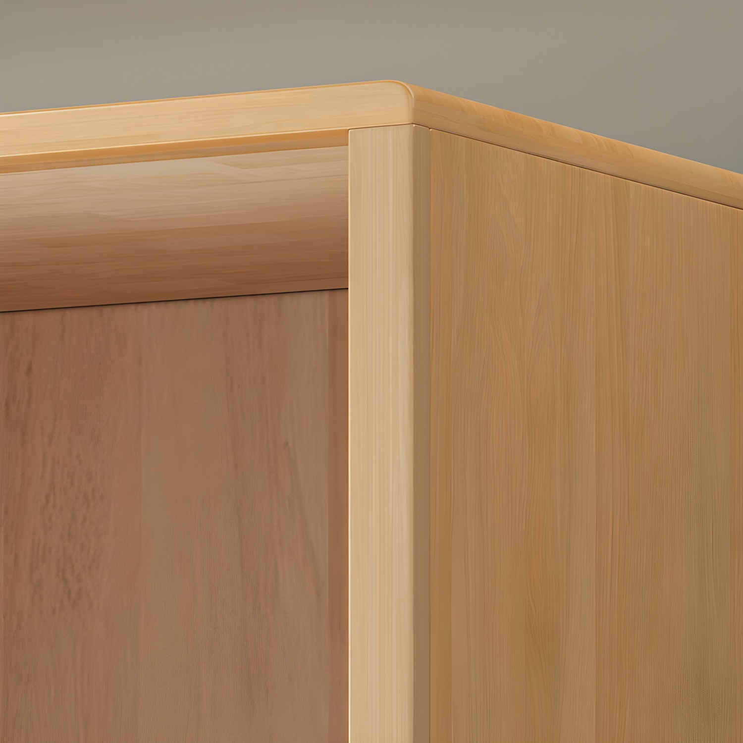 Scandinavian Wood Rattan Cabinet Doors Wardrobe with Clothing Rod and Four Feet - image 7